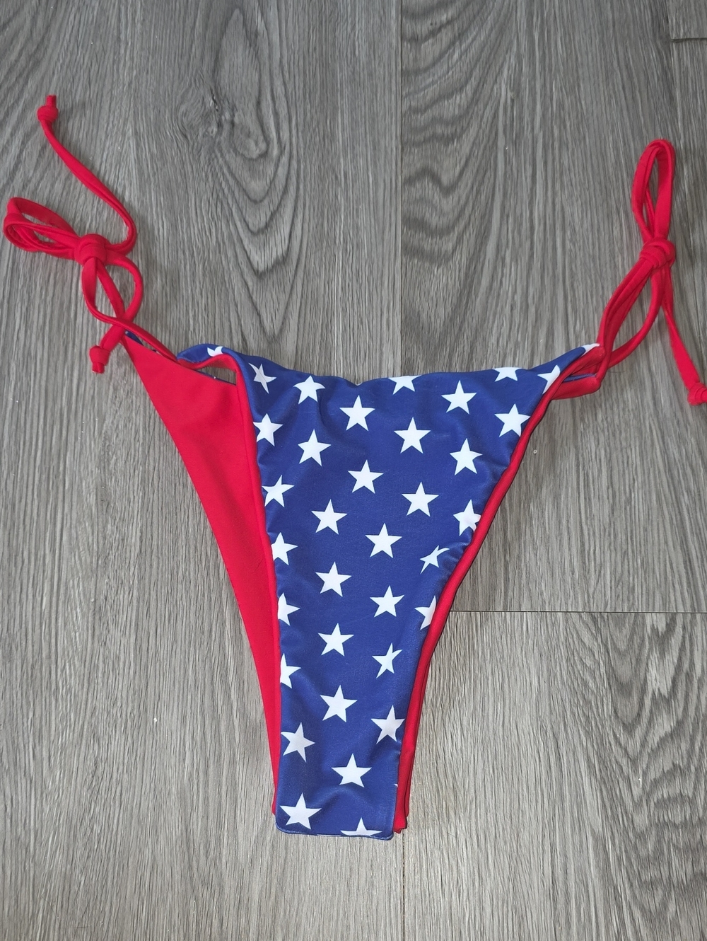 SHEIN Red & Blue Star Tie-Side Bikini Bottom